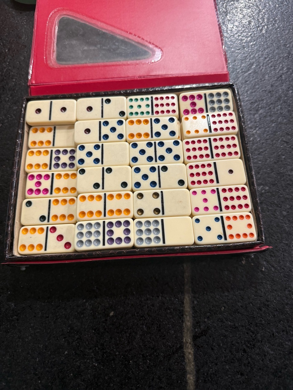Double-Twelve Dominoes Set – Mexican Train Style – Decorative Carrying Case - Picture 3 of 7